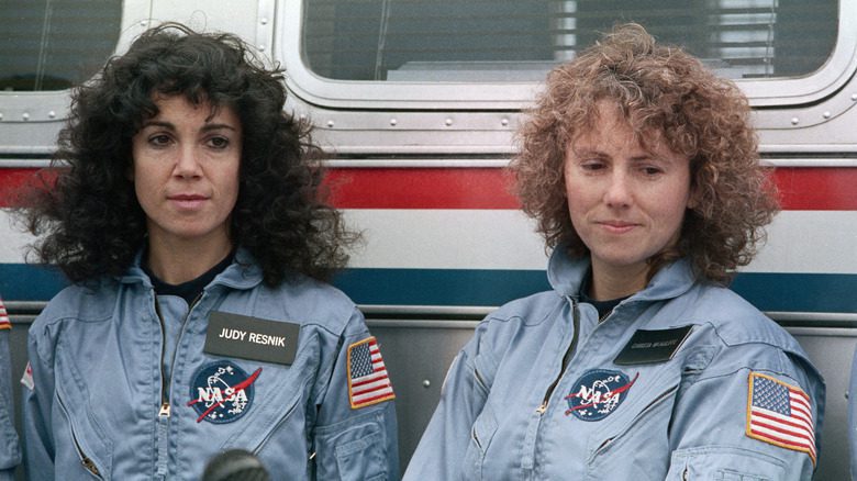 christa mcauliffe and judith resnik astronaut uniforms