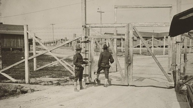 The main entrance to the war prison barracks at Fort Oglethorpe
