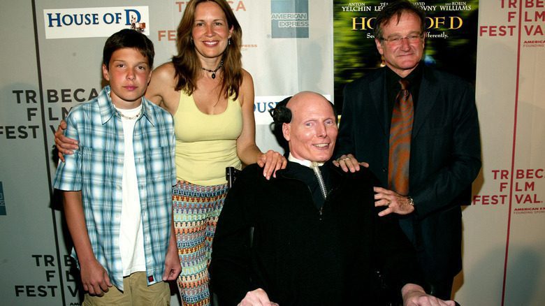 Christopher, Dana, and Will Reeve with Robin Williams