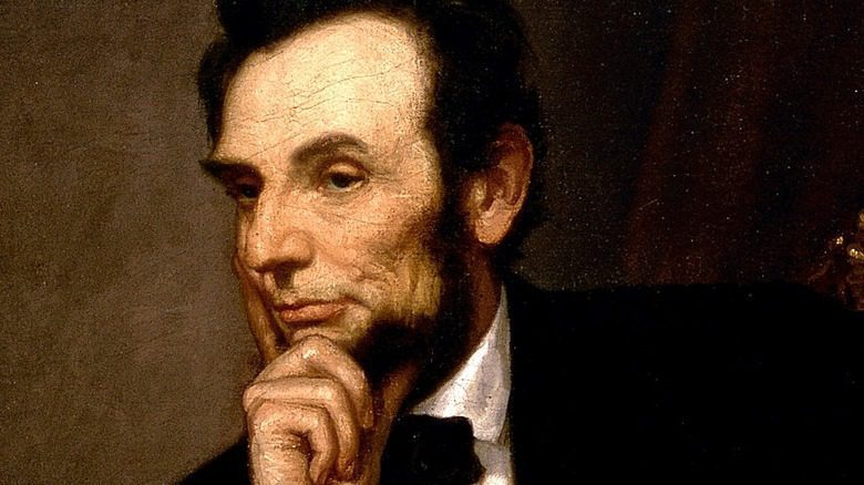 painting Abraham Lincoln rubbing his chin
