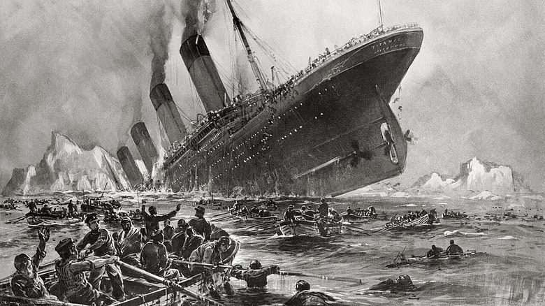 Artwork du Titanic en train de couler