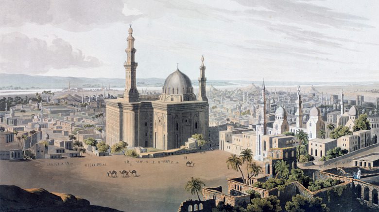 Dessin d'une mosquée médiévale au Caire