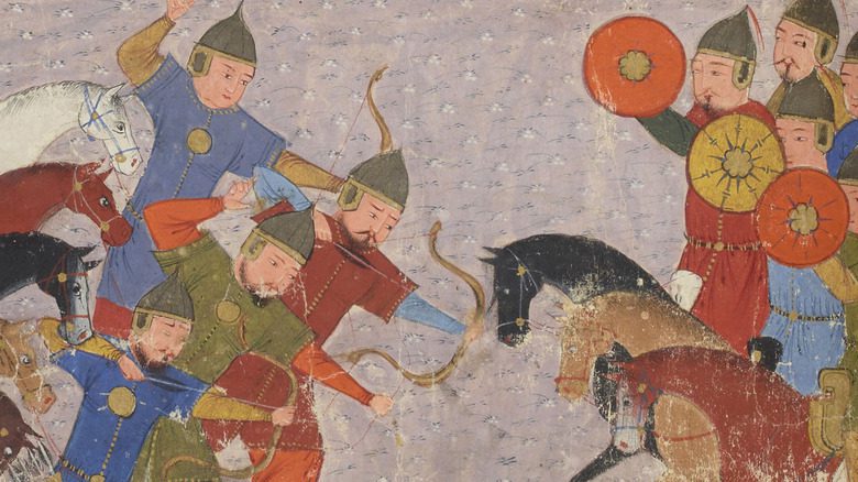 Mongol archers shooting at Khwarezmian cavalry