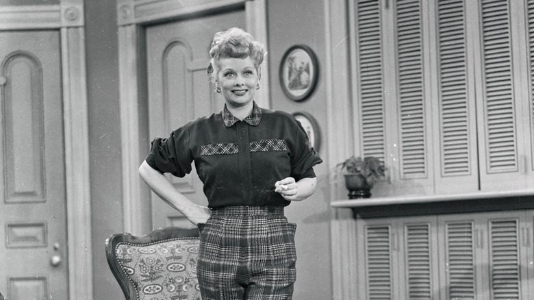Lucille Ball smiling on set