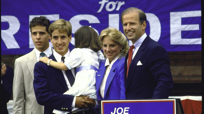 Joe Biden et sa famille lors de sa campagne présidentielle de 1988