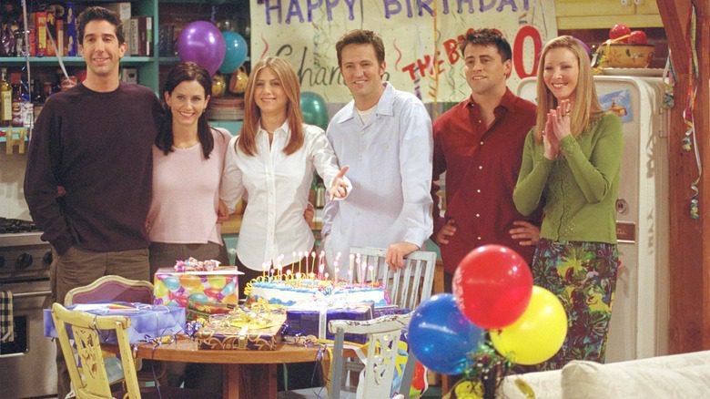 Friends cast television set birthday party