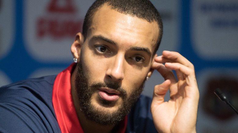 Rudy Gobert lors d'une conférence de presse