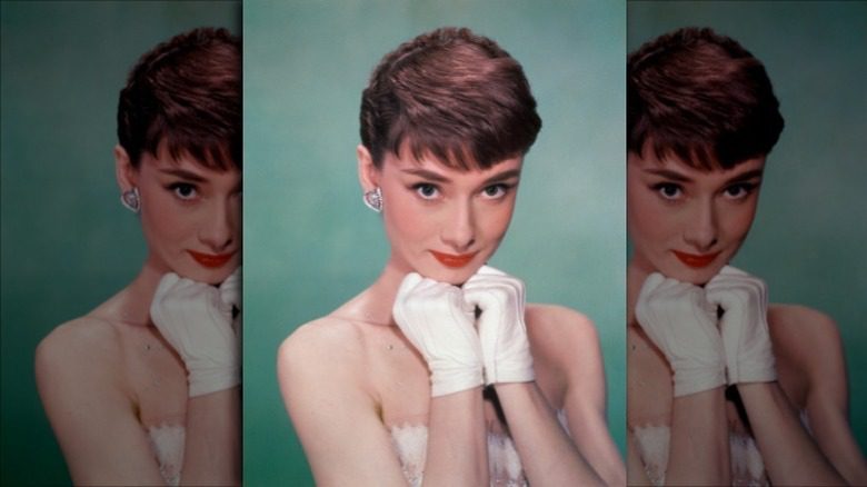 Audrey Hepburn posing for a publicity photo