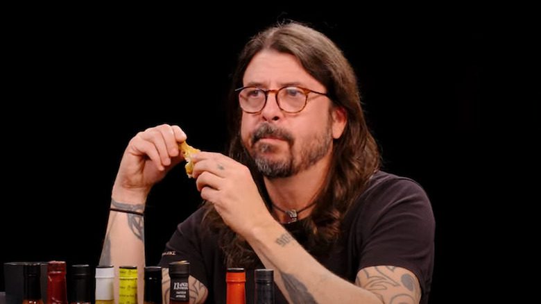 Dave Grohl eating hot wings