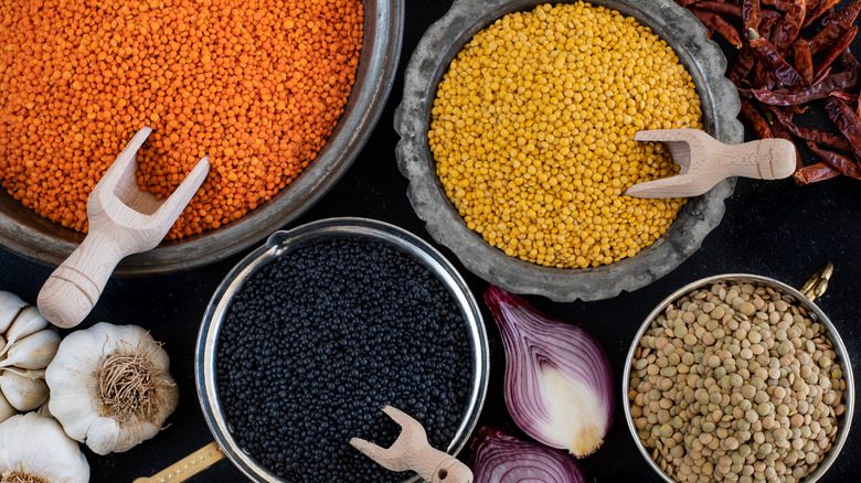 Lentils on a table