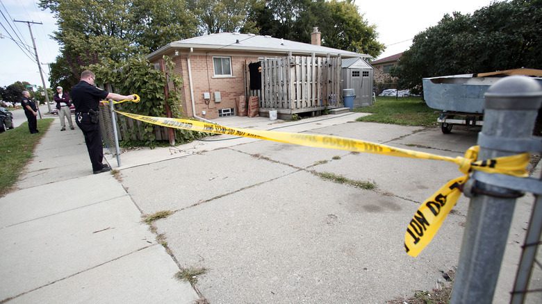 Police tape off suspected Hoffa grave