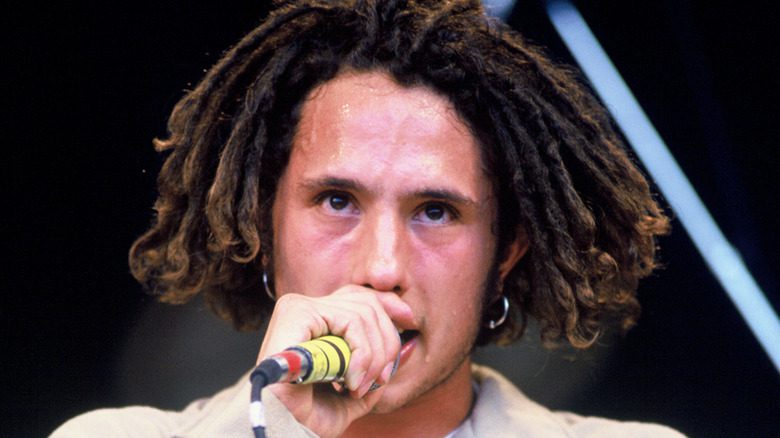 Zack de la Rocha of Rage Against the Machine performing