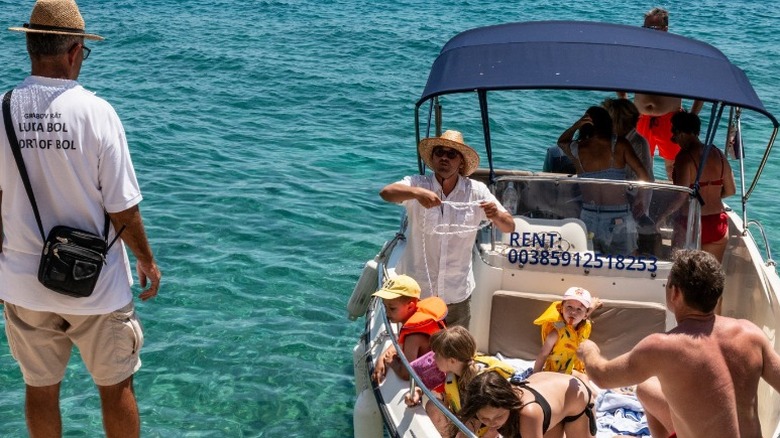 family on a boat