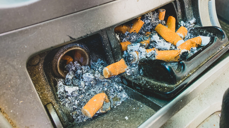 Cigarette butt in a car