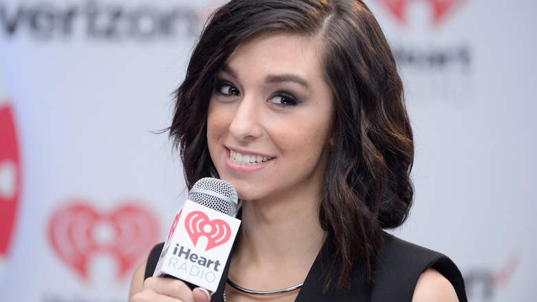 Christina Grimmie mic speaking iHeartRadio event