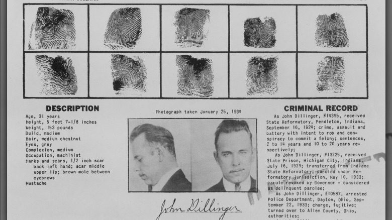 John Dillinger's wanted poster