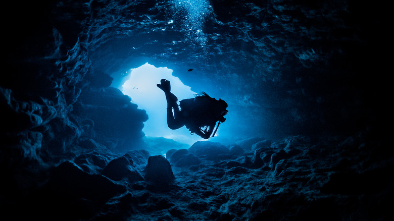 cave underwater diving scuba