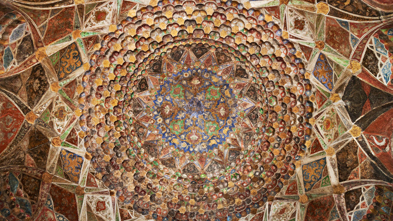 Détail du plafond du Taj Mahal