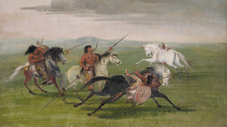 Peinture de Comanche à cheval