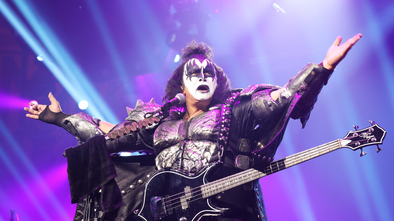 Kiss' Gene Simmons spreading out his arms on stage at Madison Square Garden in 2023