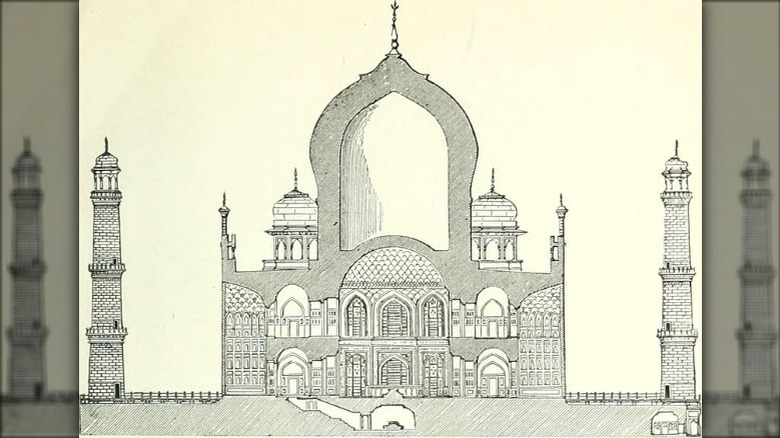 A cross section design of the Taj Mahal