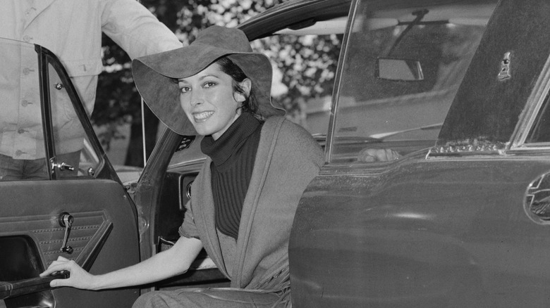 Josephine Chaplin steps out of car