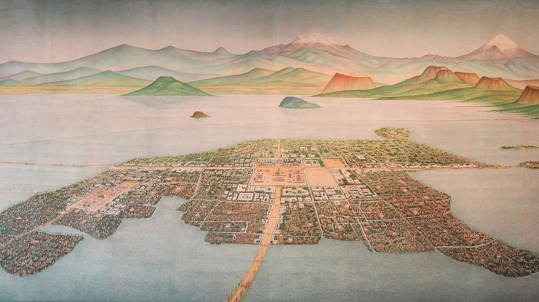 Illustration de la capitale aztèque de Tenochtitlan