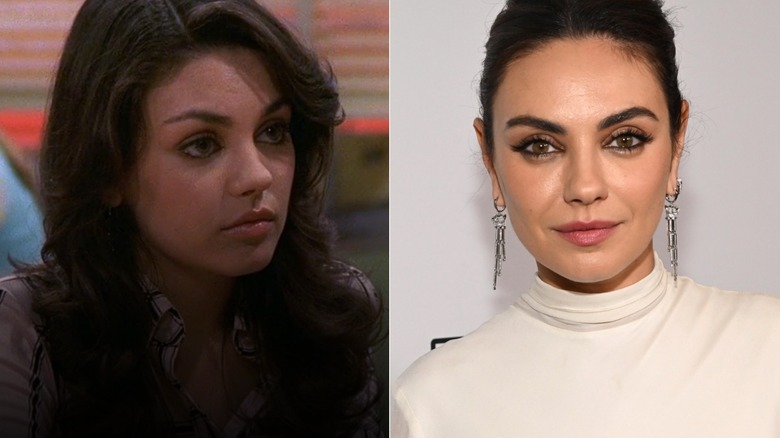 Mila Kunis as Jackie on That '70s Show, in white with earrings 2020s