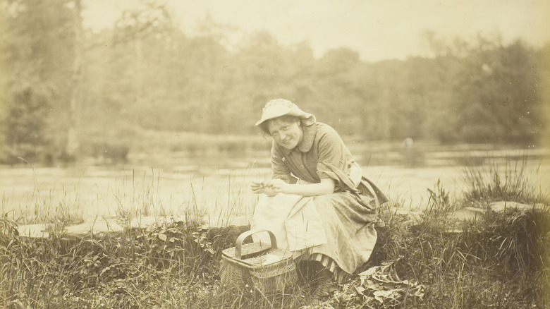 1880s woman by a stream