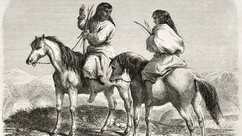 Deux Comanche en concertation dans une gravure