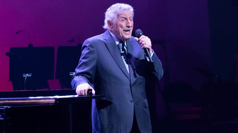 Tony Bennett singing on stage