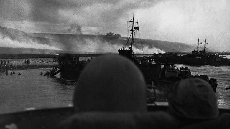 Landing troops at Omaha Beach, Normandy, France, on D-day