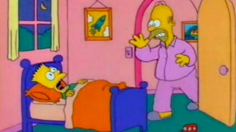 Homer réveillant Bart Simpson dans The Tracey Ullman Show