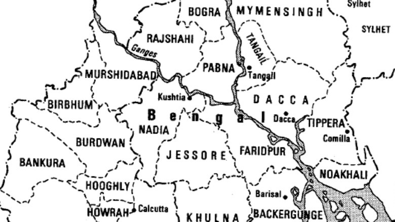 Carte des districts du Bengal