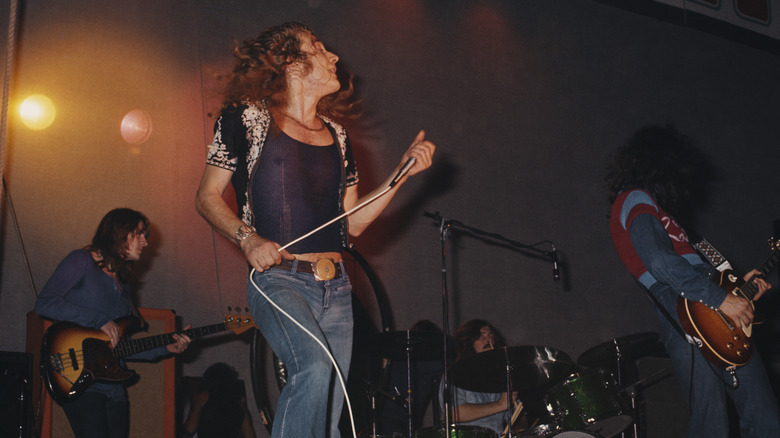 Led Zeppelin performing on stage