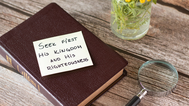 a bible on a table