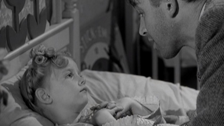 Karolyn Grimes and Jimmy Stewart in 'It's a Wonderful Life'