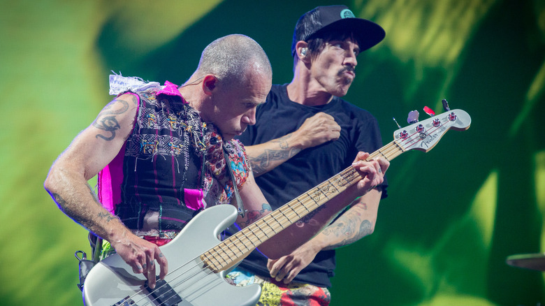 Flea and Anthony Kiedis on stage