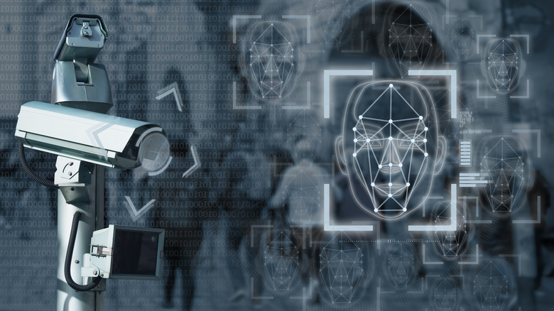 illustration de caméra de sécurité et reconnaissance faciale